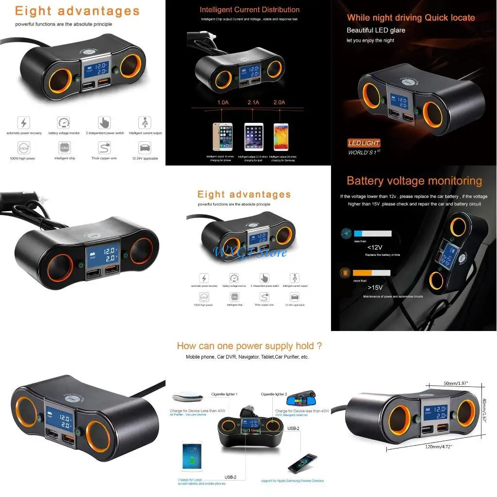 37JE Адаптер автомобильной розетки с USB-портами Удобный адаптер для автомобильных зарядных прикуривателей
37JE Адаптер автомобильной розетки с USB-портами Удобный адаптер для автомобильных зарядных прикуривателей