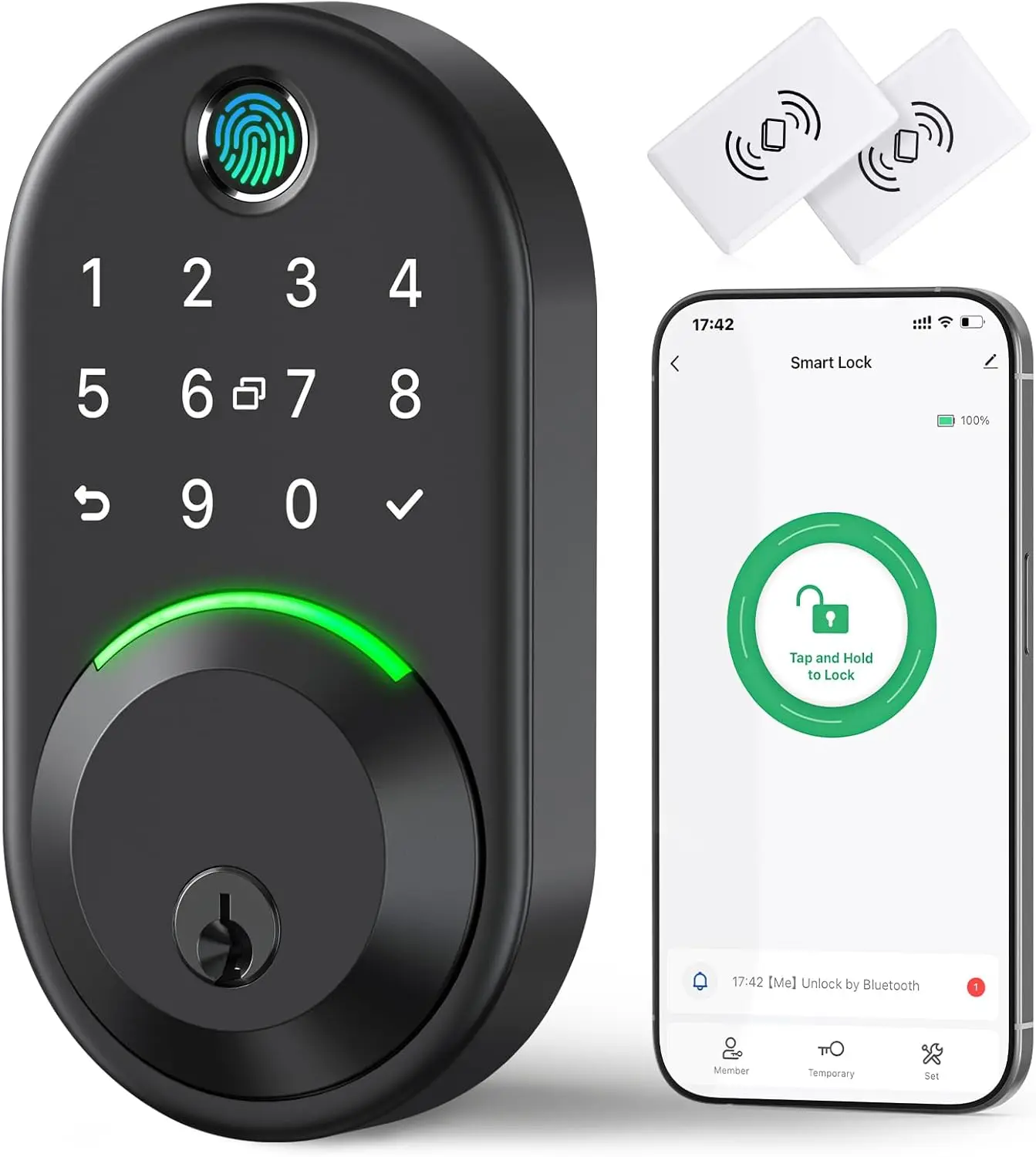 Smart Keyless Entry Deadbolt Lock with Fingerprint, Keypad, App Control for Front Door - Easy Installation
Smart Keyless Entry Deadbolt Lock with Fingerprint, Keypad, App Control for Front Door - Easy Installation