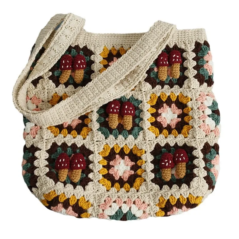 Hand-knitted grandmother women's shoulder bag, premium mushroom flower crochet bag, knitted wool women's bag
Hand-knitted grandmother women's shoulder bag, premium mushroom flower crochet bag, knitted wool women's bag