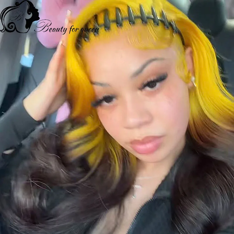 High Quality Brazilian Colored Human Hair Wig For Women 200 Density Ombre Yellow Black Body Wave Transparent Lace Frontal Wigs
High Quality Brazilian Colored Human Hair Wig For Women 200 Density Ombre Yellow Black Body Wave Transparent Lace Frontal Wigs