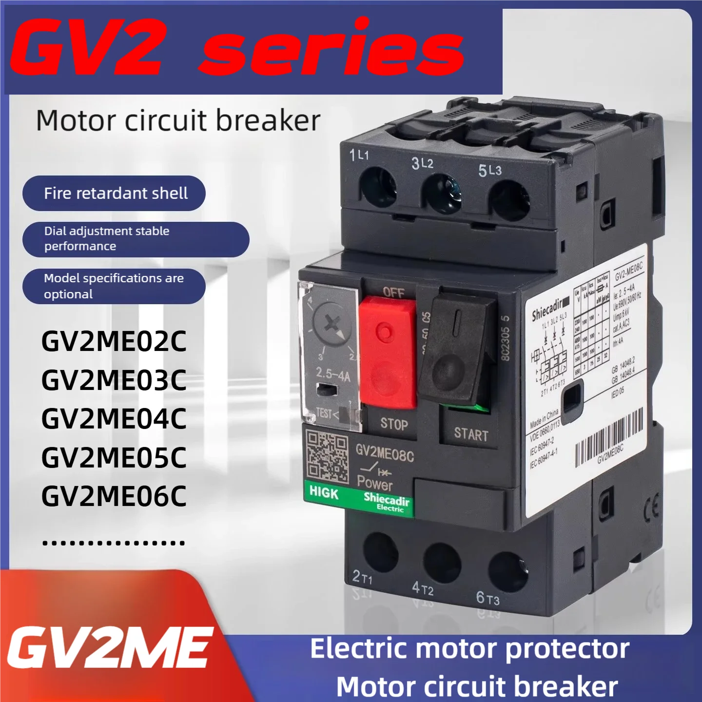 Three-Phase Motor Circuit Breaker Gv2-Me10C04C07C08C14C16C20C21C22C Motor Protector
Three-Phase Motor Circuit Breaker Gv2-Me10C04C07C08C14C16C20C21C22C Motor Protector
