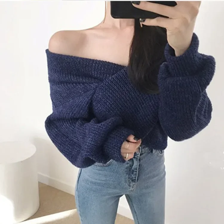 New Sexy Blouse Loose Sweater Women Autumn and Winter Long-sleeved V-neck Solid Color Ladies Sweater Pullover Sweater Women
New Sexy Blouse Loose Sweater Women Autumn and Winter Long-sleeved V-neck Solid Color Ladies Sweater Pullover Sweater Women