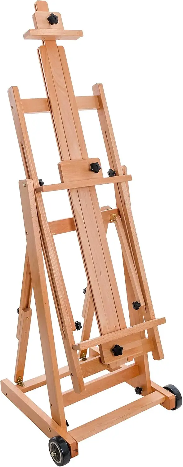 Large Heavy Duty Adjustable H-Frame Floor Easel - Tilts Flat, Mast to 97" High - Beechwood Canvas Holder with Wheels
Large Heavy Duty Adjustable H-Frame Floor Easel - Tilts Flat, Mast to 97" High - Beechwood Canvas Holder with Wheels