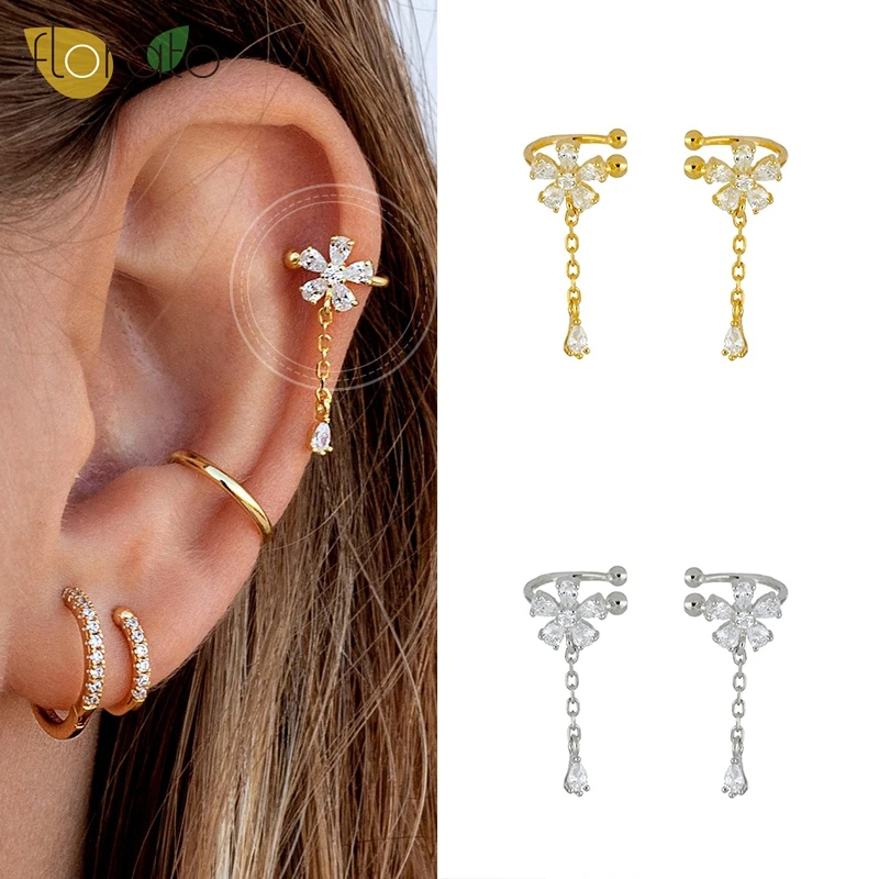18K Gold New Shiny Zircon Pendant Clip on Earrings Fashion Tassel Chain Flower Earrings for Women Wedding Luxury Jewelry Gift
18K Gold New Shiny Zircon Pendant Clip on Earrings Fashion Tassel Chain Flower Earrings for Women Wedding Luxury Jewelry Gift