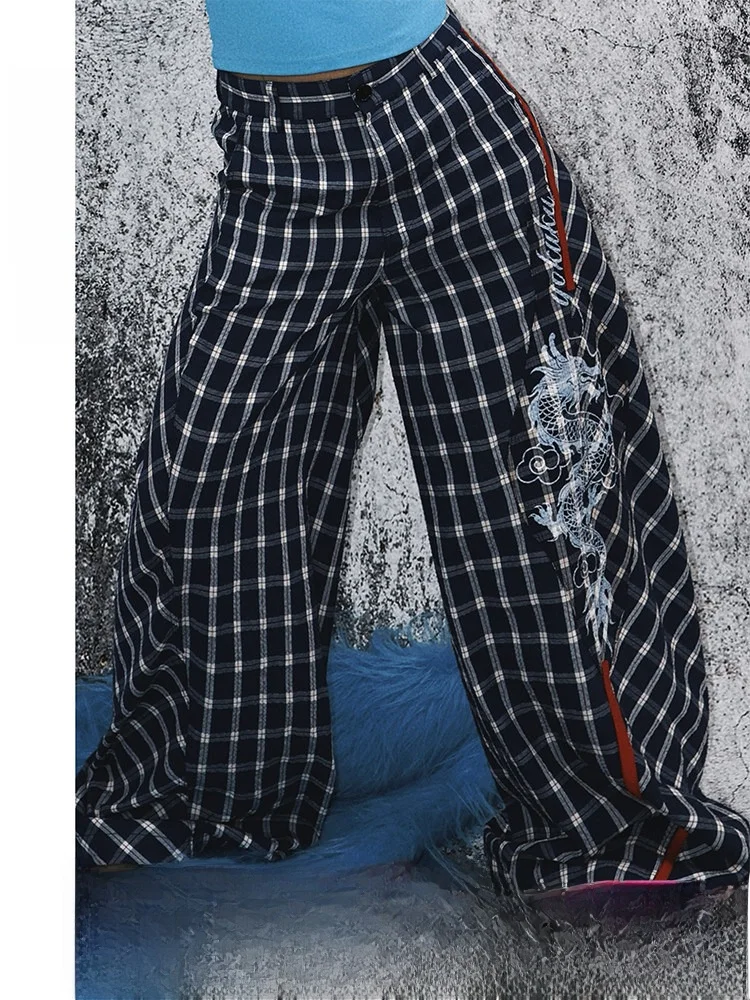 American Retro Plaid Casual Pants Women's Design Loose Floor-Length Wide Leg Pants Ladies Straight Tube Pants Natural Waist
American Retro Plaid Casual Pants Women's Design Loose Floor-Length Wide Leg Pants Ladies Straight Tube Pants Natural Waist