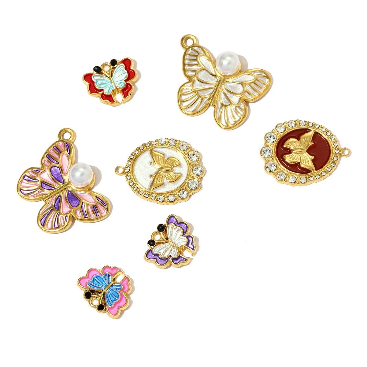 3Pcs/Lot Stainless Steel Rhinestone Charms Enamel Butterfly Pendants For DIY Making Fashion Jewelry Accessory Wholesale
3Pcs/Lot Stainless Steel Rhinestone Charms Enamel Butterfly Pendants For DIY Making Fashion Jewelry Accessory Wholesale