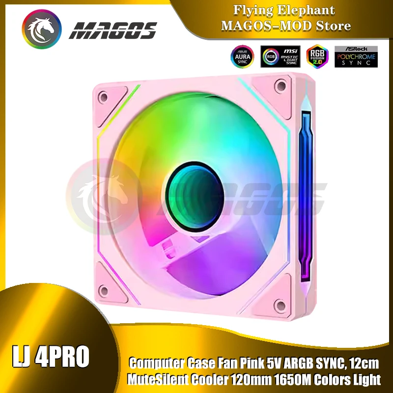 Computer Case RGB Fan Pink 5V ARGB SYNC, 12cm Mute Silent Cooler 120mm 16.5M Colors Light,Forward or Reverse Blade
Computer Case RGB Fan Pink 5V ARGB SYNC, 12cm Mute Silent Cooler 120mm 16.5M Colors Light,Forward or Reverse Blade