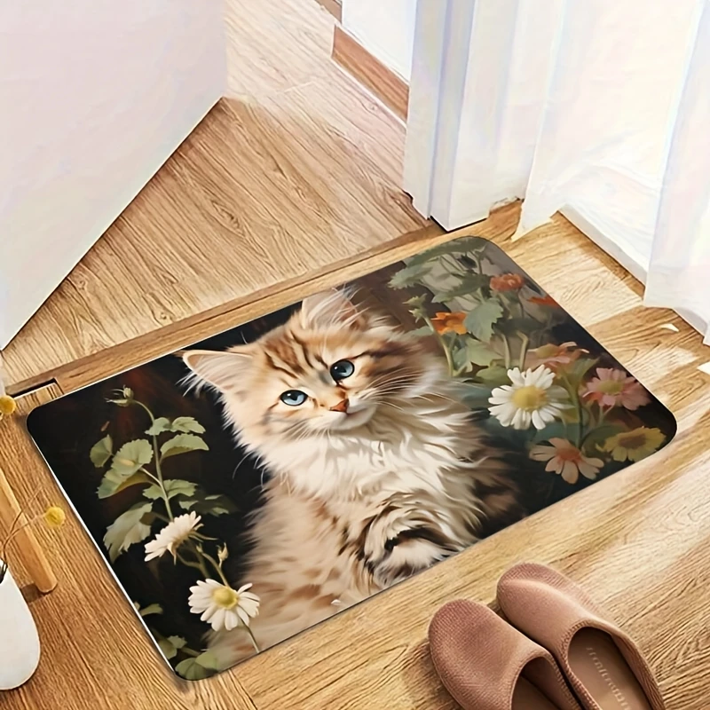 1pc Kitty In The Floral Garden Flannel Mat, Non-Slip Doormat 16*24inch, Ultra Soft and Cozy, Entrance Rug for Front Door Kitchen
1pc Kitty In The Floral Garden Flannel Mat, Non-Slip Doormat 16*24inch, Ultra Soft and Cozy, Entrance Rug for Front Door Kitchen