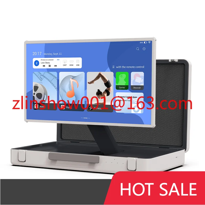 Portable 27 Inch Briefcase Suitcase Design Touch Screen Android System Smart Screen for Camping Entertainment