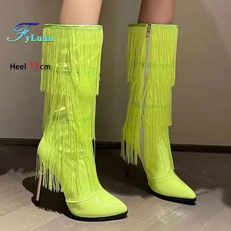 Fashion Tassels Mid-calf Boots For Women Nightclub Dance Shoes Winter Party High Heels 12CM T Show Model Runway Shoes Size 34-46
Fashion Tassels Mid-calf Boots For Women Nightclub Dance Shoes Winter Party High Heels 12CM T Show Model Runway Shoes Size 34-46