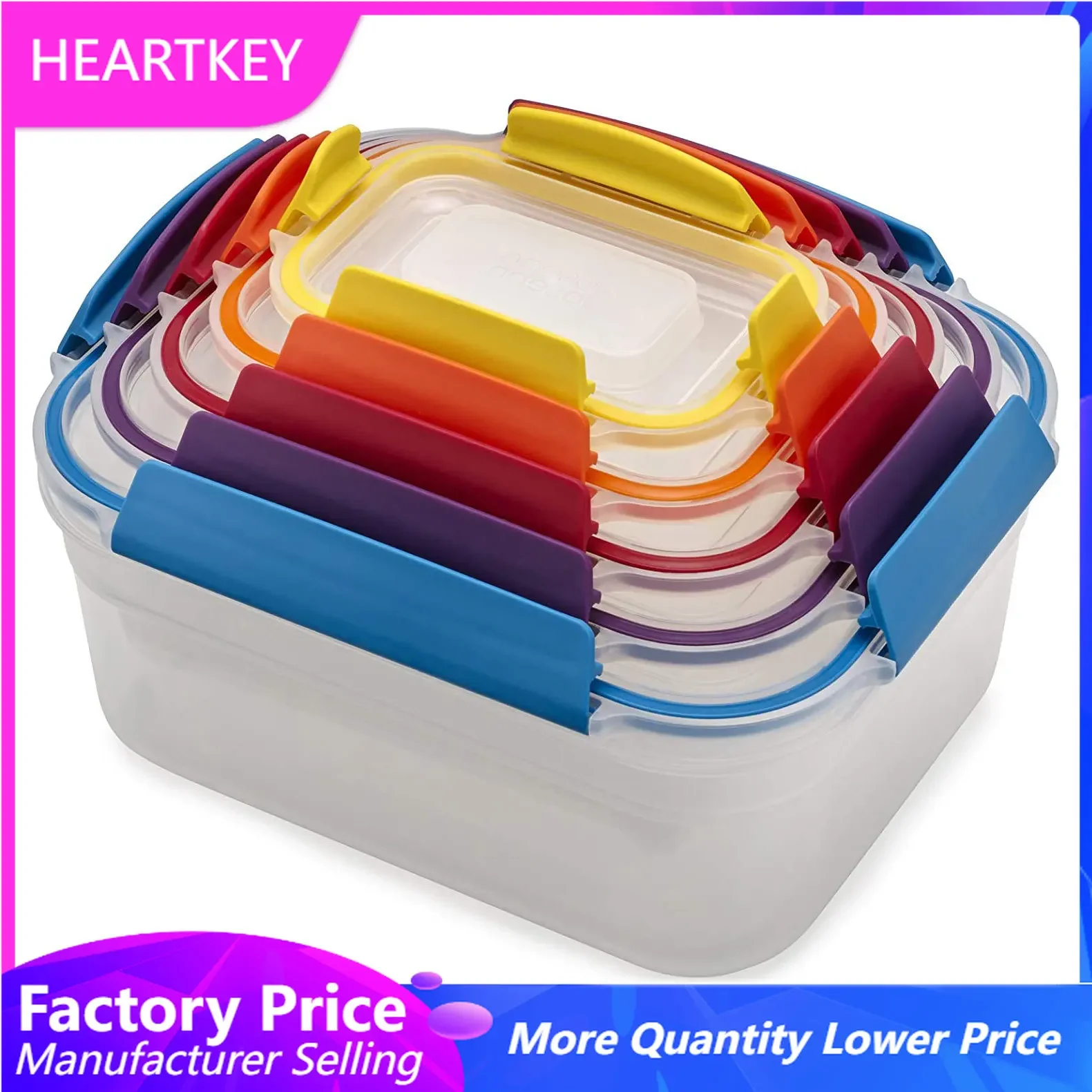 Multicolor Portable Picnic Sealed Lunch Box Nest Lock Plastic Lockable Leakproof Airtight Food Storage Container Set with Lids
Multicolor Portable Picnic Sealed Lunch Box Nest Lock Plastic Lockable Leakproof Airtight Food Storage Container Set with Lids
