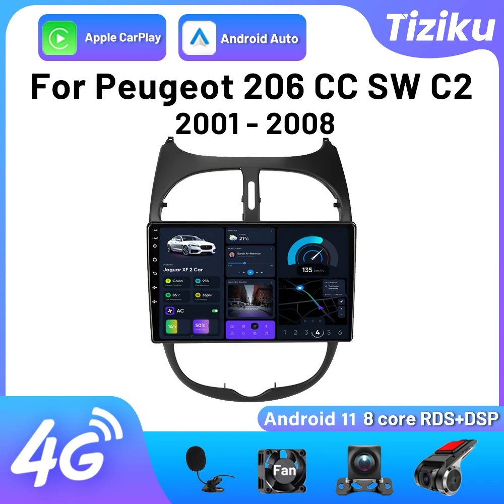 Автомобильный радиоприемник CarPlay, Android, для Peugeot 206 206CC 206SW 2001-2008, мультимедийный плеер, автомобильное аудио, GPS, 4G, DSP, Bluetooth
Автомобильный радиоприемник CarPlay, Android, для Peugeot 206 206CC 206SW 2001-2008, мультимедийный плеер, автомобильное аудио, GPS, 4G, DSP, Bluetooth