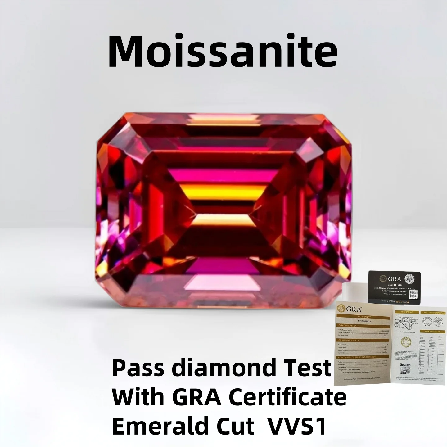 Loose Moissanite Diamonds Emerald Cut vvs1 Watermelon Red 0.5~10ct Shining Lab Gemstones with GRA Certificate For Fine Jewelry
Loose Moissanite Diamonds Emerald Cut vvs1 Watermelon Red 0.5~10ct Shining Lab Gemstones with GRA Certificate For Fine Jewelry