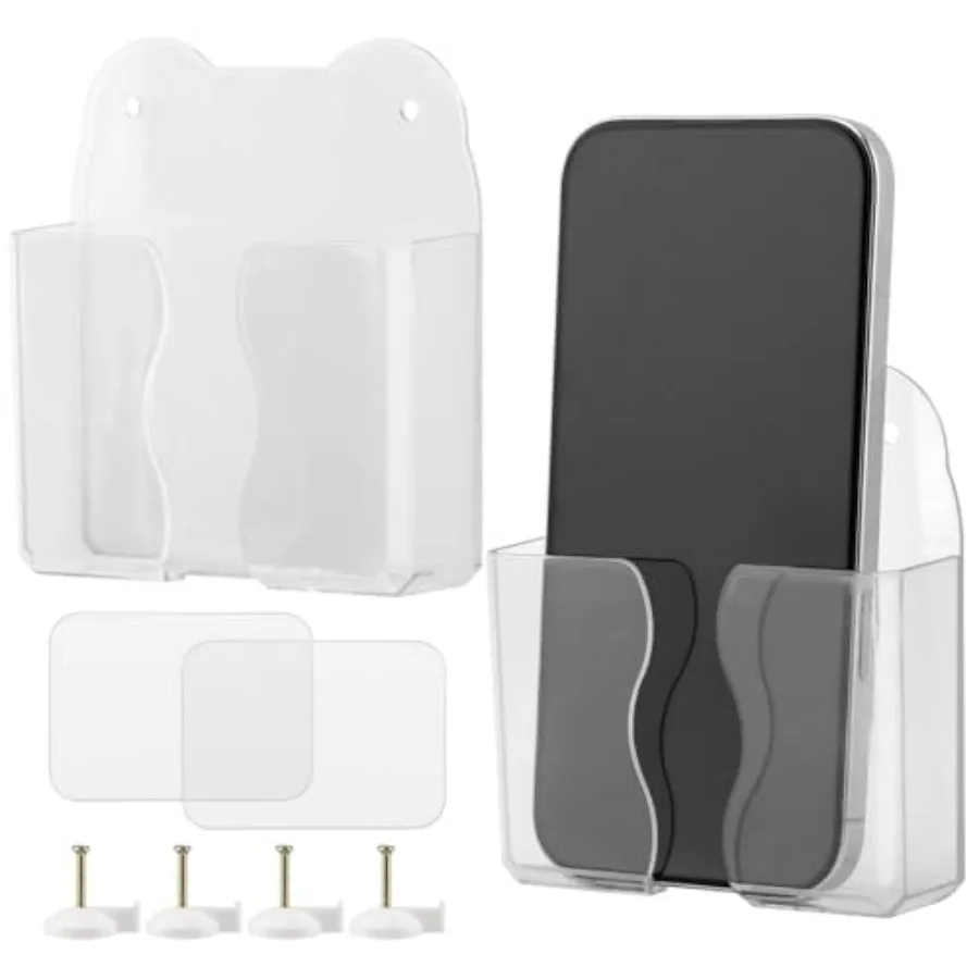 2pcs Wall Mounted Phone Holder Clear Phone Stand Self Adhesive with Charging Hole Cell Phon e Cradle Bedside Organizer Remote C
2pcs Wall Mounted Phone Holder Clear Phone Stand Self Adhesive with Charging Hole Cell Phon e Cradle Bedside Organizer Remote C