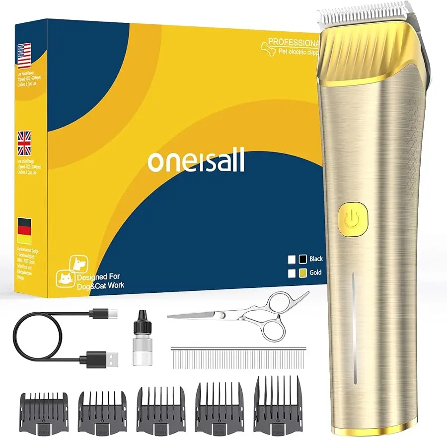 Dog Clippers for Grooming for Heavy Thick Coat, 2 Speed Low Noise Dog Grooming Kit Rechargeable Cordless Dog Trimmers
Dog Clippers for Grooming for Heavy Thick Coat, 2 Speed Low Noise Dog Grooming Kit Rechargeable Cordless Dog Trimmers