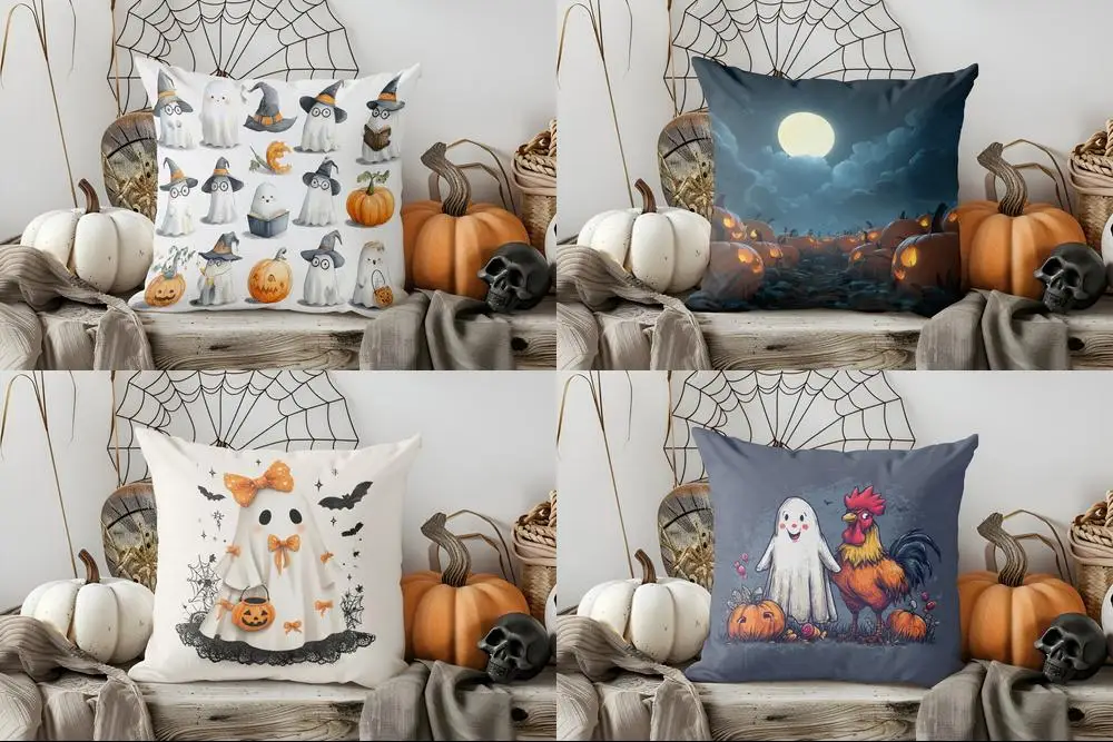 Home Decor Ghosts with Hats and Pumpkins Halloween Pillow Pattern Cushion Cover Suitable for Sofa Bedroom Car Pillow Cover
Home Decor Ghosts with Hats and Pumpkins Halloween Pillow Pattern Cushion Cover Suitable for Sofa Bedroom Car Pillow Cover