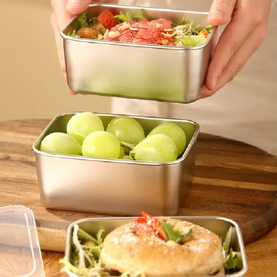 stainless steel fresh-keeping box with sealed lid, thickened small lunch box, camping food packaging and storage box
stainless steel fresh-keeping box with sealed lid, thickened small lunch box, camping food packaging and storage box