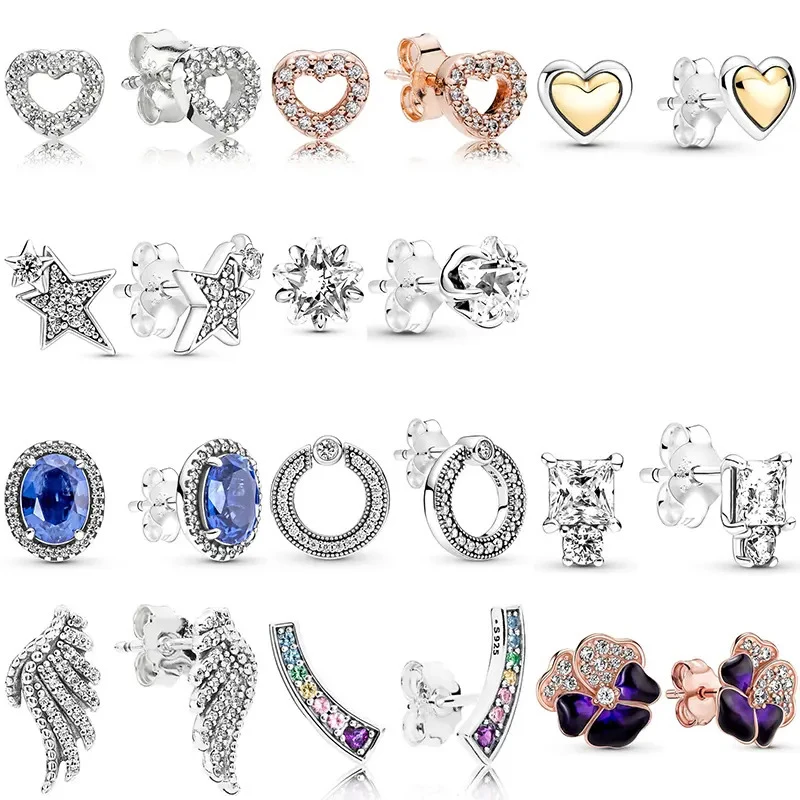 925 Sterling Silver Stud Earrings Pansy Heart Asymmetric Stars Feather Hoop Earring For Women Making Wedding Party Jewelry Gift
925 Sterling Silver Stud Earrings Pansy Heart Asymmetric Stars Feather Hoop Earring For Women Making Wedding Party Jewelry Gift