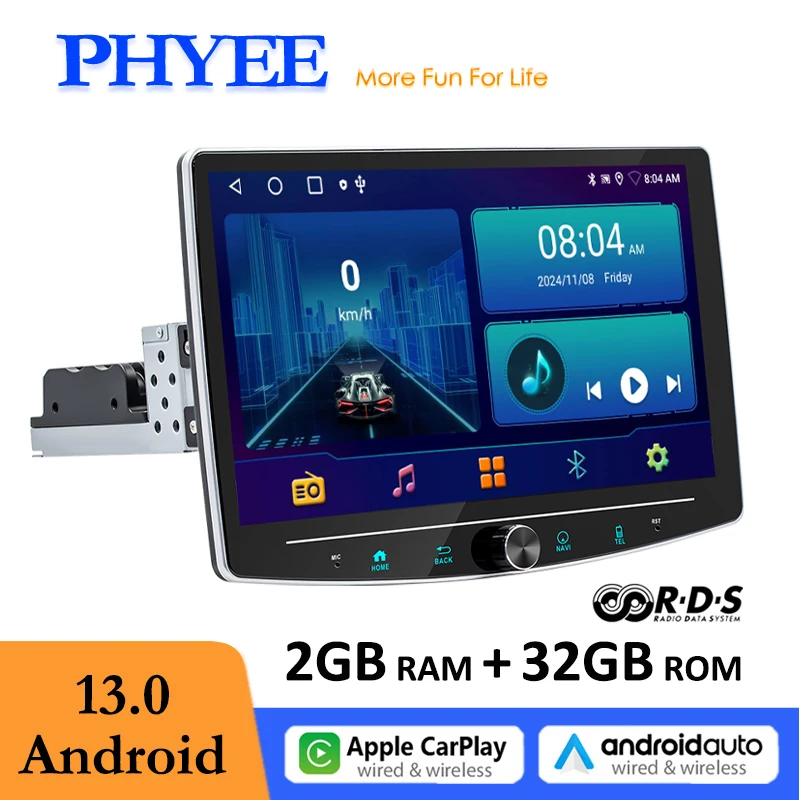 1 Din 10.1" Touch Screen Car Andorid Radio with GPS Navigation, Wireless Carplay, Android-Auto, Bluetooth 5.1, Wifi, FM RDS, USB
1 Din 10.1" Touch Screen Car Andorid Radio with GPS Navigation, Wireless Carplay, Android-Auto, Bluetooth 5.1, Wifi, FM RDS, USB