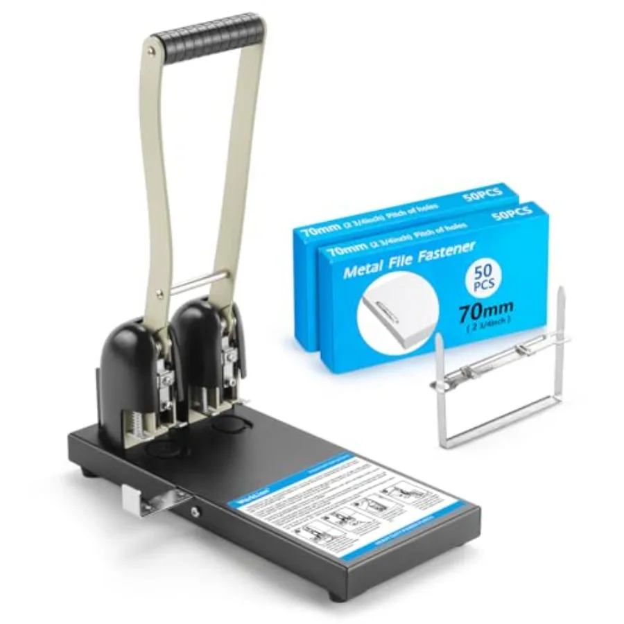 Heavy Duty 2 Hole Punch for Binder: Metal Power Two Hole Paper Puncher 150 Sheets Ccity 2 3/4" 70 mm Hole Distance with 100PCS
Heavy Duty 2 Hole Punch for Binder: Metal Power Two Hole Paper Puncher 150 Sheets Ccity 2 3/4" 70 mm Hole Distance with 100PCS