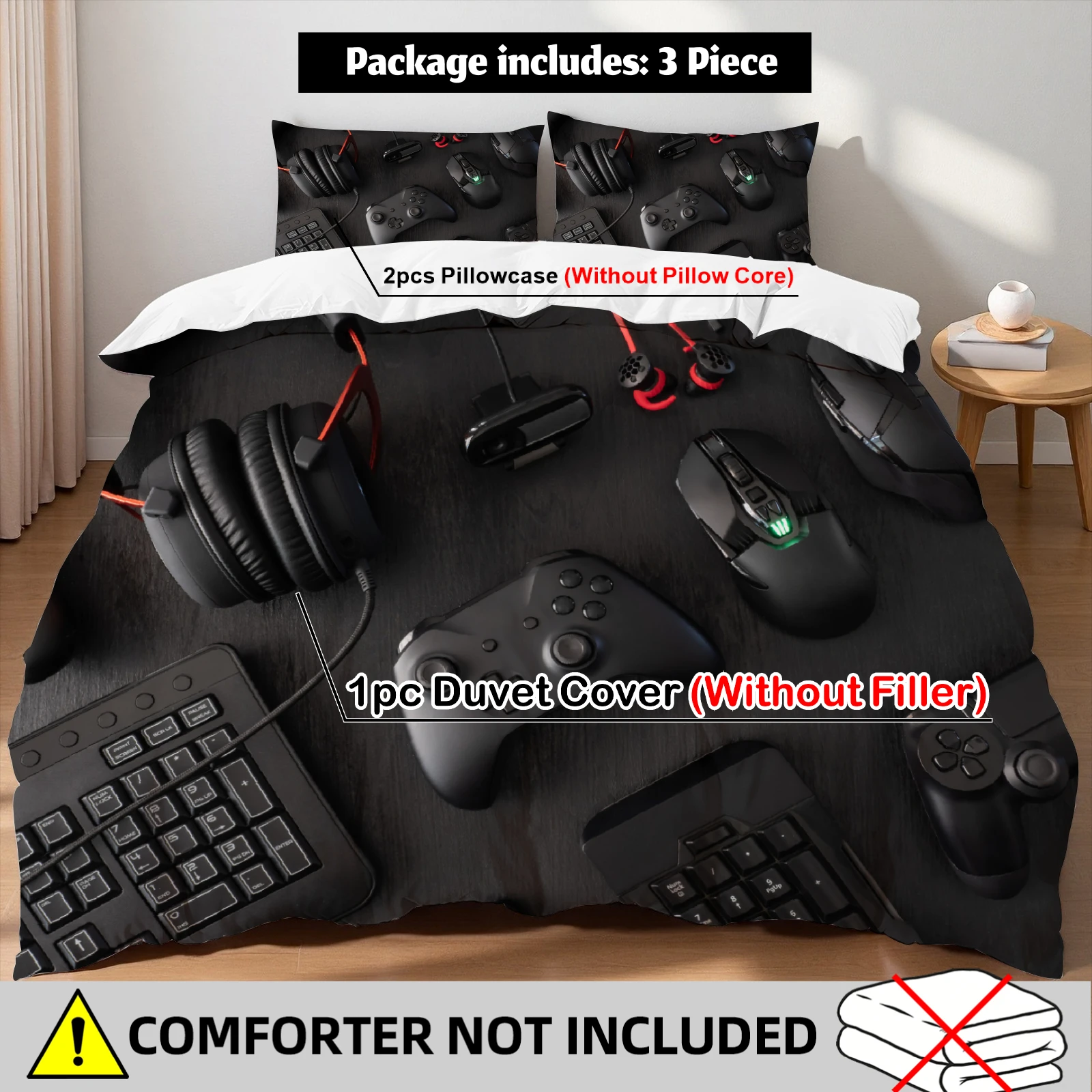 Gaming Gear Duvet Cover Set Game Controller Headset Keyboard Bedding For Gamers Bedroom Twin Queen King Size With 2 Pillowcases
Gaming Gear Duvet Cover Set Game Controller Headset Keyboard Bedding For Gamers Bedroom Twin Queen King Size With 2 Pillowcases