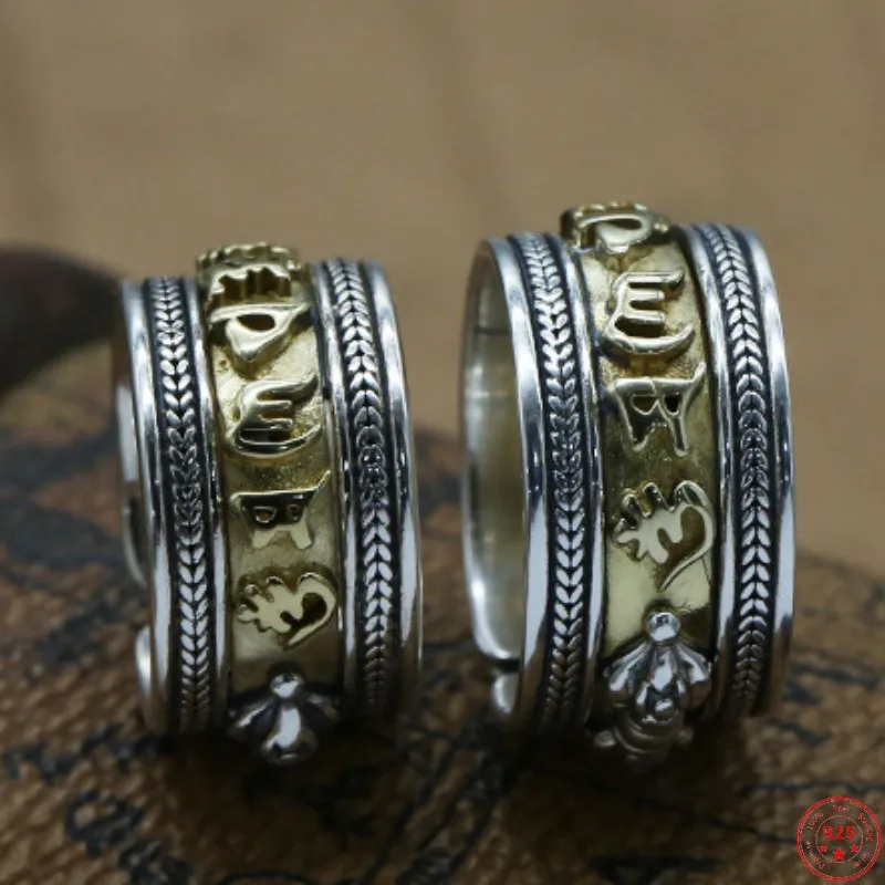 S925 Sterling Silver Rings for Men Women Genuine New Fashion Buddhist Six Syllable Mantra Vajra Vintage Adjustable Jewelry
S925 Sterling Silver Rings for Men Women Genuine New Fashion Buddhist Six Syllable Mantra Vajra Vintage Adjustable Jewelry