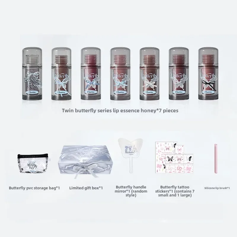 FLORTTE Butterfly Series Lip Essence Lipgloss Set Lip Glaze Gift Box Makeup Set Vitamin Liquid Lipstick Vegan & Cruelty-free
FLORTTE Butterfly Series Lip Essence Lipgloss Set Lip Glaze Gift Box Makeup Set Vitamin Liquid Lipstick Vegan & Cruelty-free