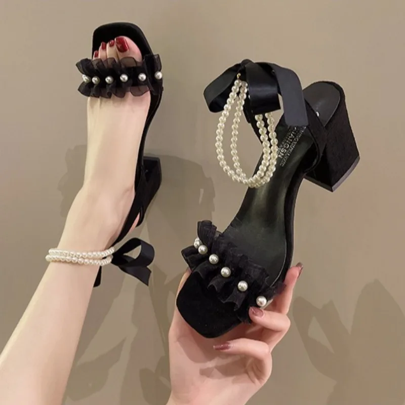 New Womens Shoes Exquisite Imitation Pearl High Heeled Sandals for Woman Sweet Style Casual Shoes Designer Shoes Sandalias Mujer
New Womens Shoes Exquisite Imitation Pearl High Heeled Sandals for Woman Sweet Style Casual Shoes Designer Shoes Sandalias Mujer