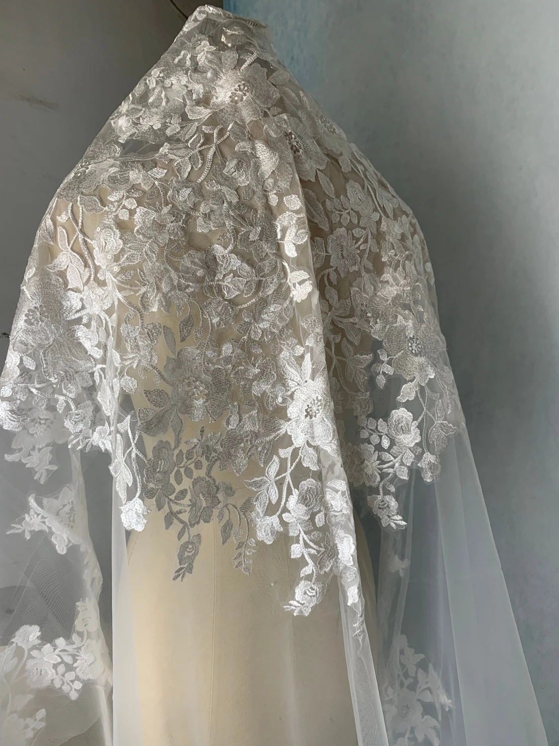 4.5m Lace Cathedral Wedding Veils Long Flowered Bridal Veil One Layer Bride Accessory
4.5m Lace Cathedral Wedding Veils Long Flowered Bridal Veil One Layer Bride Accessory