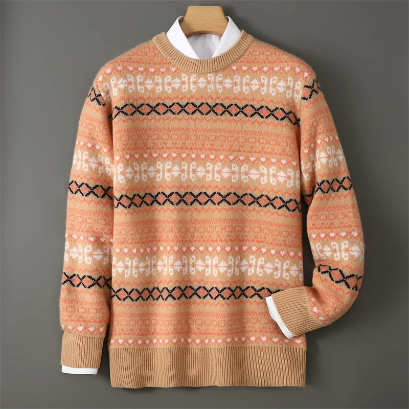 100% Merino wool sweater O-neck casual warm long sleeved top jacquard business base sweater men's autumn and winter clothing
100% Merino wool sweater O-neck casual warm long sleeved top jacquard business base sweater men's autumn and winter clothing