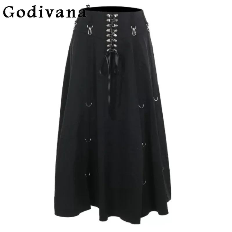 New Personalized Dark Gothic Sexy Girl Lace-up Skirt European American Fashion High Waist Chic A-line Street Black Long Skirts
New Personalized Dark Gothic Sexy Girl Lace-up Skirt European American Fashion High Waist Chic A-line Street Black Long Skirts