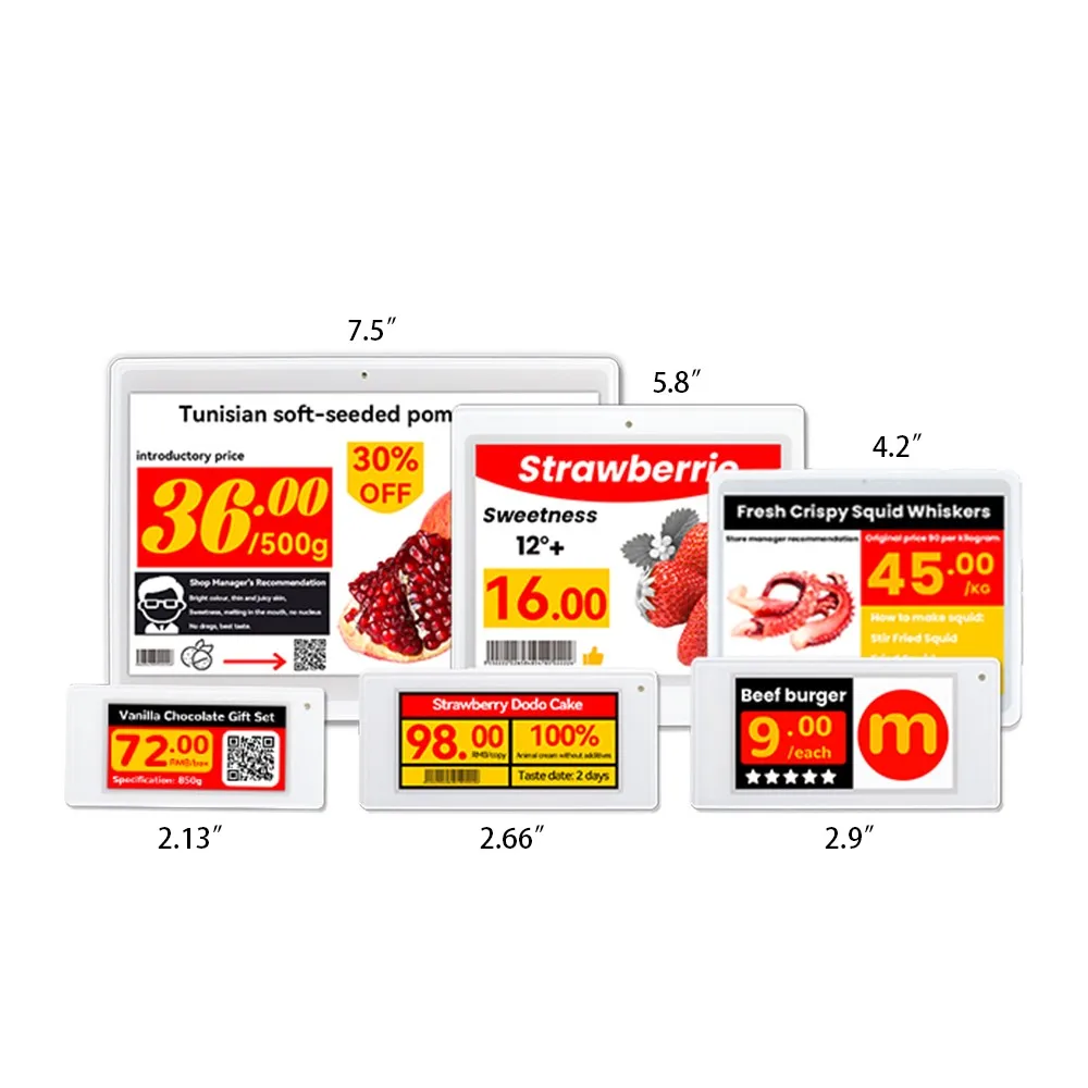 Top 4 Color 10pcs Digital Price Tags Sample Kit IP65 Indoor Electronic Shelf Label Demo for Retail Grocery Display Text Function
Top 4 Color 10pcs Digital Price Tags Sample Kit IP65 Indoor Electronic Shelf Label Demo for Retail Grocery Display Text Function
