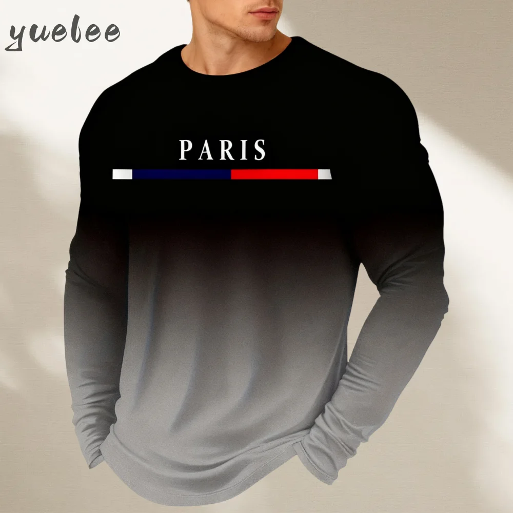 Мужская одежда Мужская весенне-осенняя модная повседневная футболка с длинными рукавами Свободный пуловер с принтом Парижских букв с круглым вырезом Мужской длинный рукав
Мужская одежда Мужская весенне-осенняя модная повседневная футболка с длинными рукавами Свободный пуловер с принтом Парижских букв с круглым вырезом Мужской длинный рукав