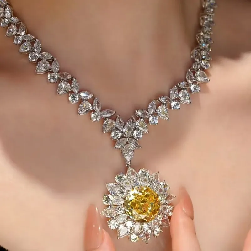 ZOCA Luxury Elegant 925 Silver Sunflower Pendant Heavy Necklace For Women Party Wedding Fine Jewelry
ZOCA Luxury Elegant 925 Silver Sunflower Pendant Heavy Necklace For Women Party Wedding Fine Jewelry