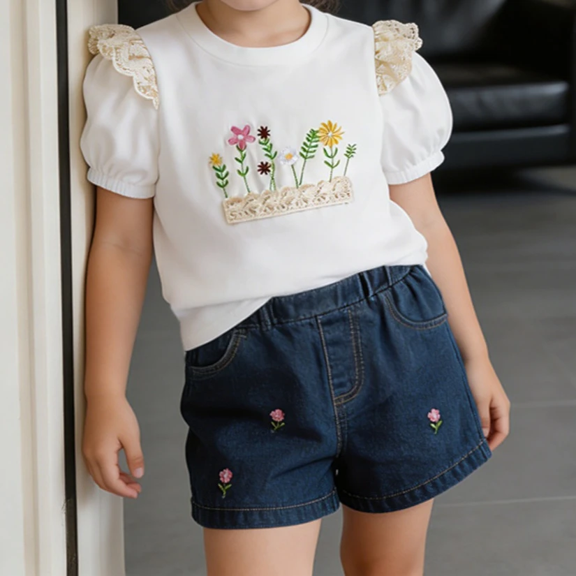 2026 Summer 2Pcs Outfit for 0-3Y Baby Girls Puff Sleeve Floral Embroidery Tops & Denim Shorts Casual Cute Infant Clothing Set
2026 Summer 2Pcs Outfit for 0-3Y Baby Girls Puff Sleeve Floral Embroidery Tops & Denim Shorts Casual Cute Infant Clothing Set