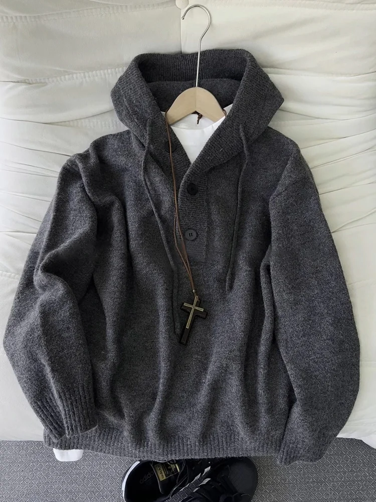 Мужской вязаный свитер с капюшоном Deep ey, осенне-зимний, в стиле оверсайз, с воротником Хенли, премиум-класса, вязаное пальто с эффектом драпировки на плечах
Мужской вязаный свитер с капюшоном Deep ey, осенне-зимний, в стиле оверсайз, с воротником Хенли, премиум-класса, вязаное пальто с эффектом драпировки на плечах