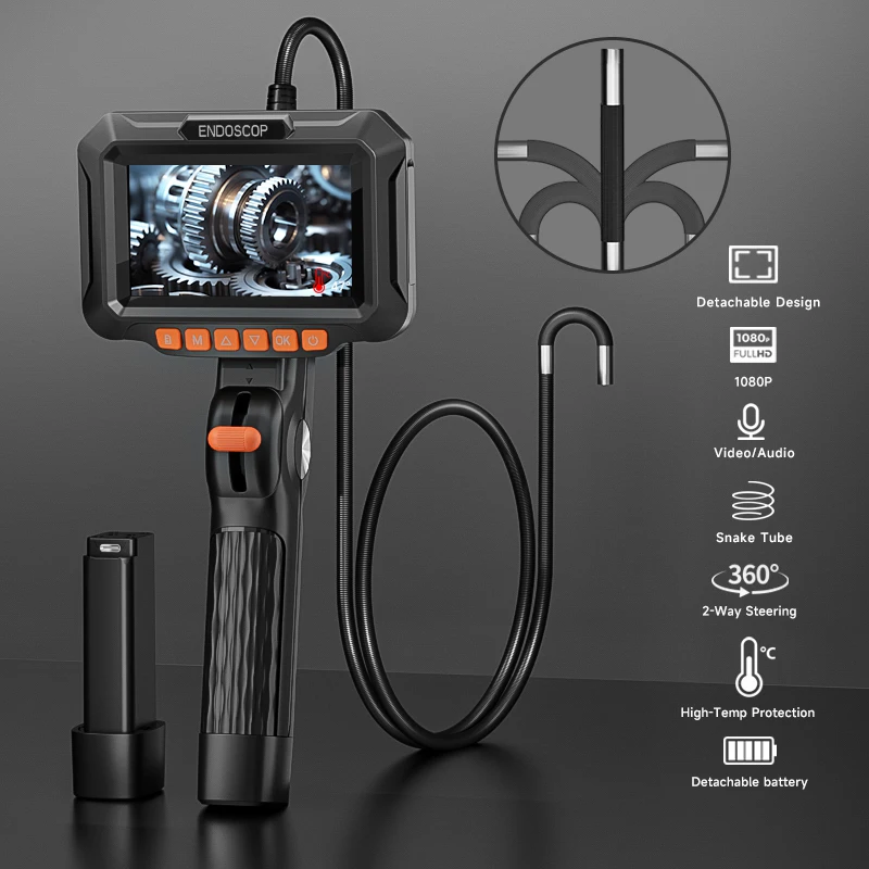 2-Way Articulating Endoscope 4.3'' Screen 360° 180° Steering Slide Rod Rotation Camera 1080P Car Inspection Borescope Waterproof
2-Way Articulating Endoscope 4.3'' Screen 360° 180° Steering Slide Rod Rotation Camera 1080P Car Inspection Borescope Waterproof