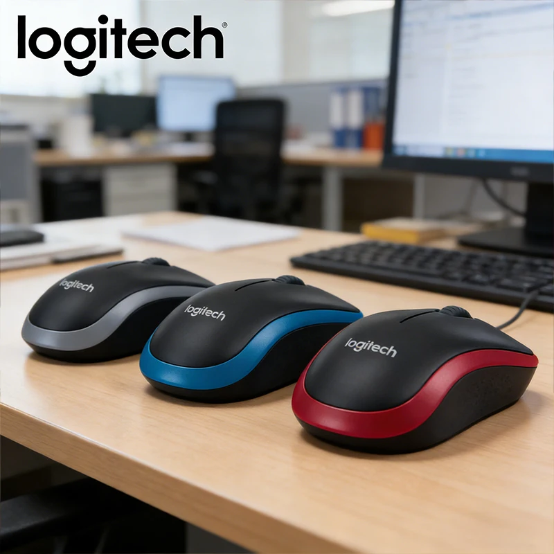 Logitech M185 Wireless Mouse, USB Receiver, Left-Handed Friendly, Portable Durable for Office, Home, Desktop & Laptop
