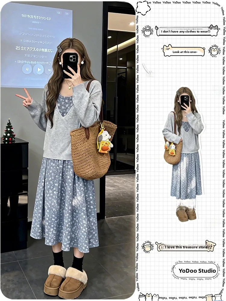 Elegant Floral Print Knitted Dress And Sweater Set Comfortable Loose Fit Beautifully Designed Ideal for Casual And Office Wear
Elegant Floral Print Knitted Dress And Sweater Set Comfortable Loose Fit Beautifully Designed Ideal for Casual And Office Wear
