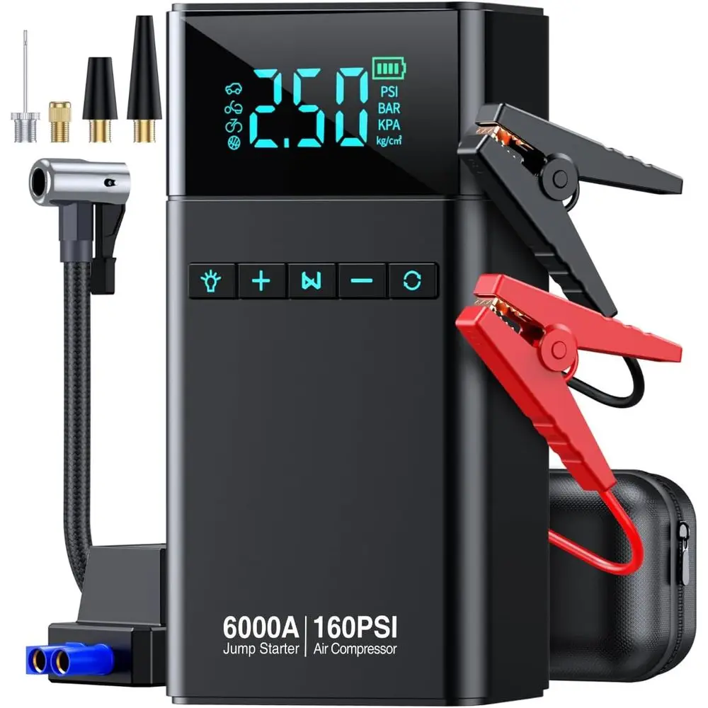 All-Gasoline 12L 6000A 160PSI Multi-Function Jump Starter with Air Compressor & Jumper Cables
All-Gasoline 12L 6000A 160PSI Multi-Function Jump Starter with Air Compressor & Jumper Cables