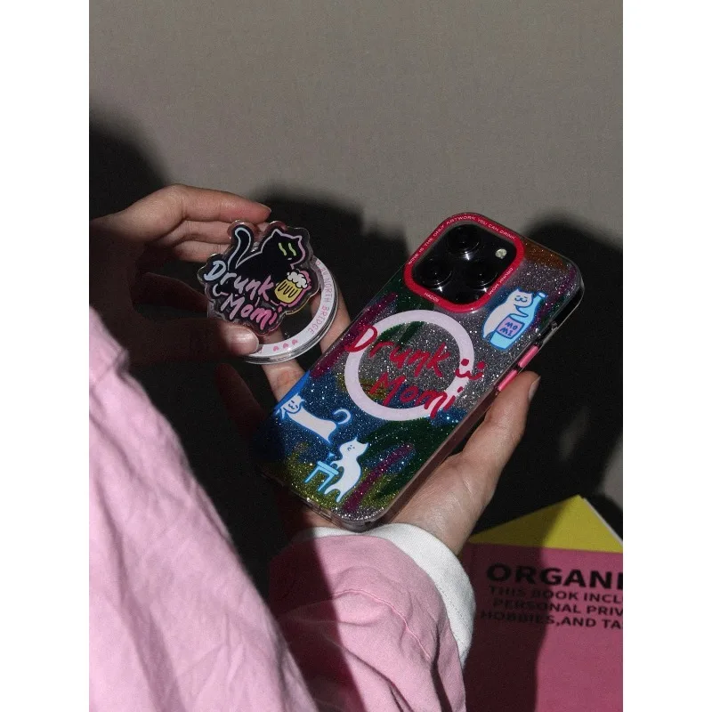 Hadoii Magsafe Magnetic Phone Case Cute Drunk Cat Glitter Phone Cases For iPhone 13 14 15 Pro Max Shockproof Protection Cover
Hadoii Magsafe Magnetic Phone Case Cute Drunk Cat Glitter Phone Cases For iPhone 13 14 15 Pro Max Shockproof Protection Cover