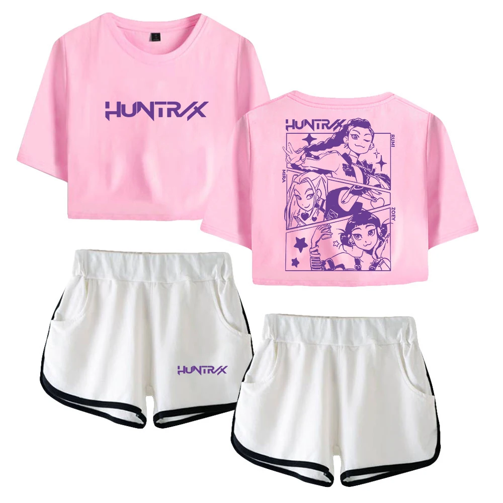 KPop Demon Hunters Huntrix Merch, укороченный топ с короткими рукавами + шорты, комплект из двух предметов, 2025 г., женские топы с героями мультфильмов
KPop Demon Hunters Huntrix Merch, укороченный топ с короткими рукавами + шорты, комплект из двух предметов, 2025 г., женские топы с героями мультфильмов