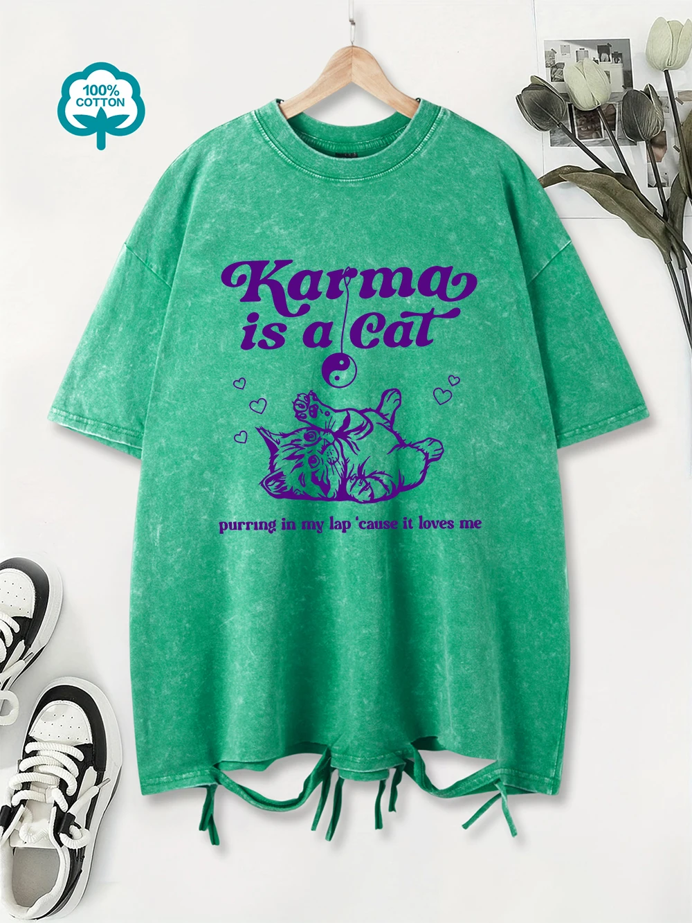 100% Cotton Washed T-Shirts Womens Oversized Karma Is A Cat Printing Tops O-Neck Distressed Holes T Shirts Summer Womans Clothes
100% Cotton Washed T-Shirts Womens Oversized Karma Is A Cat Printing Tops O-Neck Distressed Holes T Shirts Summer Womans Clothes