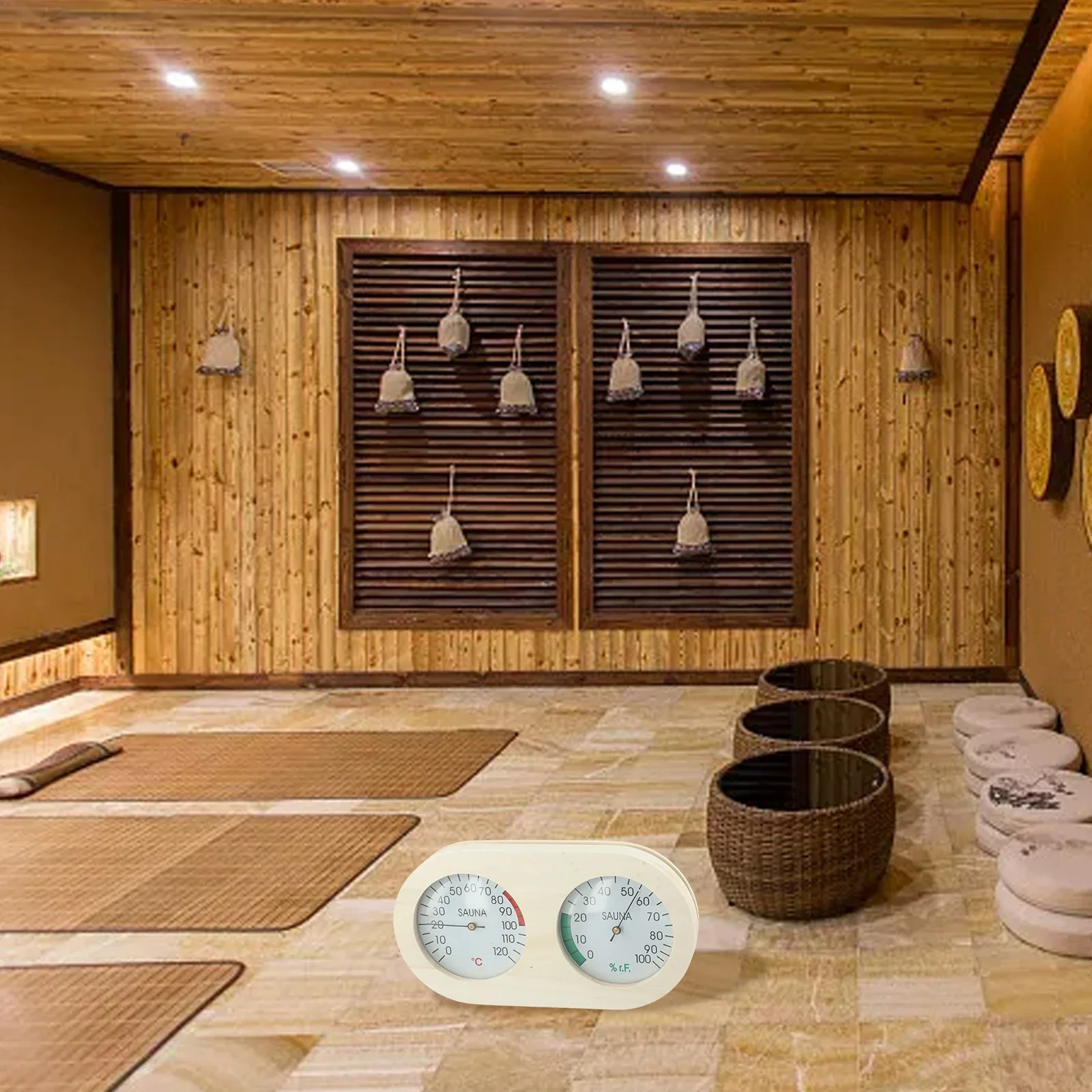 Humidity Gauge Hygrometer Device Sauna Environment Multifunctional Design Natural Wood Material Practical Usage
Humidity Gauge Hygrometer Device Sauna Environment Multifunctional Design Natural Wood Material Practical Usage