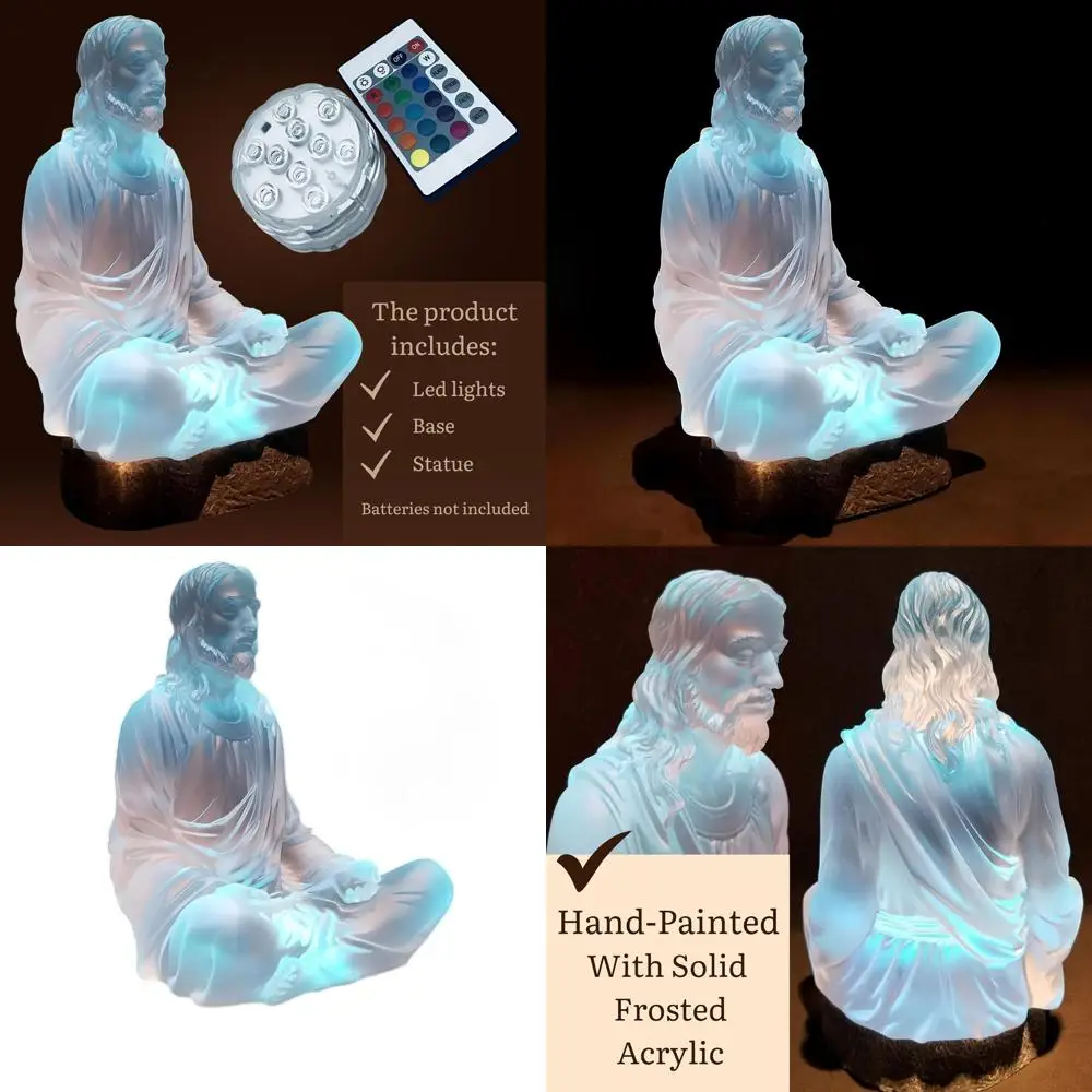 8 Sea Glass Jesus Statue with LED Lights - Meditation Decor for Home - Christian Spiritual Gift
8 Sea Glass Jesus Statue with LED Lights - Meditation Decor for Home - Christian Spiritual Gift