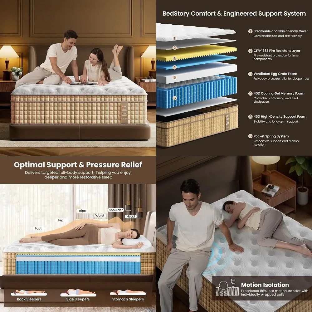 Mattress, 12 Inch Hybrid Mattress in a Box, 365 Night Trial, Upgraded Lumbar amp Shoulder Support, Hotel Luxury, Pain ReliefInd
Mattress, 12 Inch Hybrid Mattress in a Box, 365 Night Trial, Upgraded Lumbar amp Shoulder Support, Hotel Luxury, Pain ReliefInd