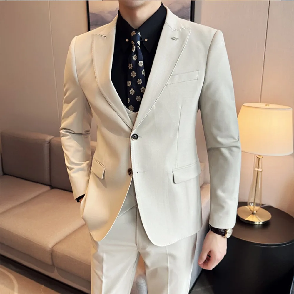 Suit Men's Double breasted Tuxedos Formal Slim Fit Notch Lapel Party Solid Groom Khaki Suits For Wedding 3 Pieces
Suit Men's Double breasted Tuxedos Formal Slim Fit Notch Lapel Party Solid Groom Khaki Suits For Wedding 3 Pieces