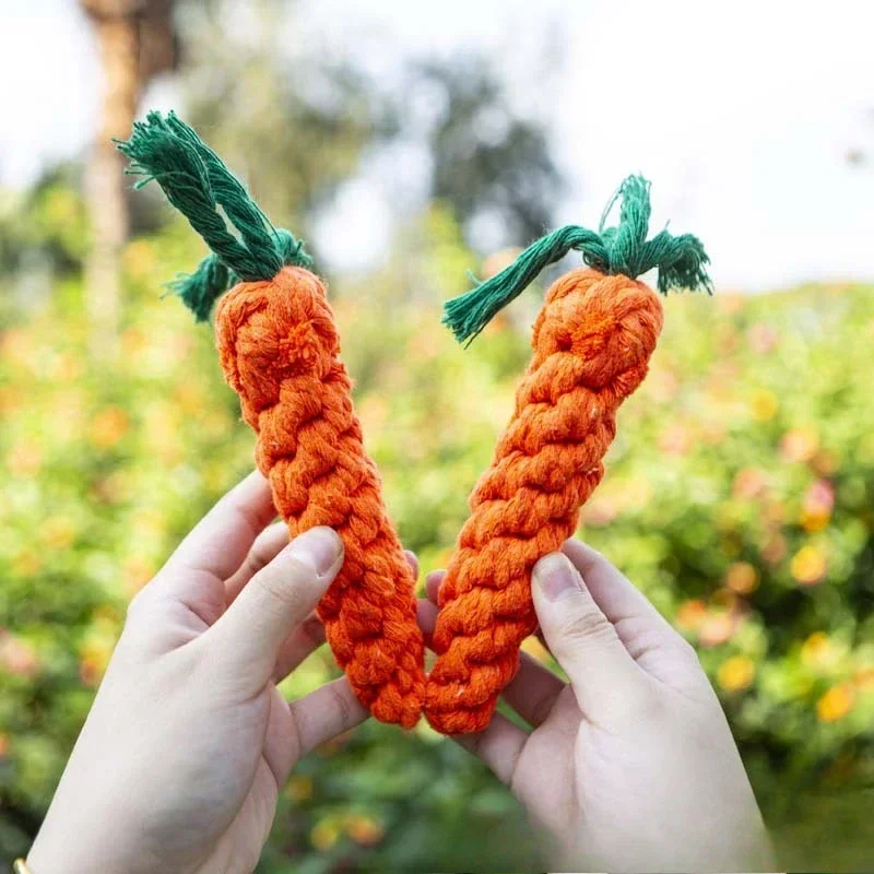 1Pc Dog Toys Carrot Bite Rope Pet Toy Solid Color Bite Resistant Weaving Cotton Rope Grinding Teeth Spot Knot Perros Products
1Pc Dog Toys Carrot Bite Rope Pet Toy Solid Color Bite Resistant Weaving Cotton Rope Grinding Teeth Spot Knot Perros Products