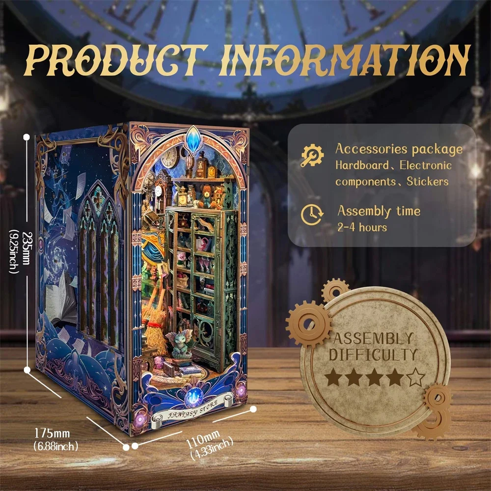 Fantasy Shop Bookshelf Home Desk Decoration, Creative DIY Wooden Book Nook Shelf Insert Miniature Kits For Adult Handmade Gifts
Fantasy Shop Bookshelf Home Desk Decoration, Creative DIY Wooden Book Nook Shelf Insert Miniature Kits For Adult Handmade Gifts