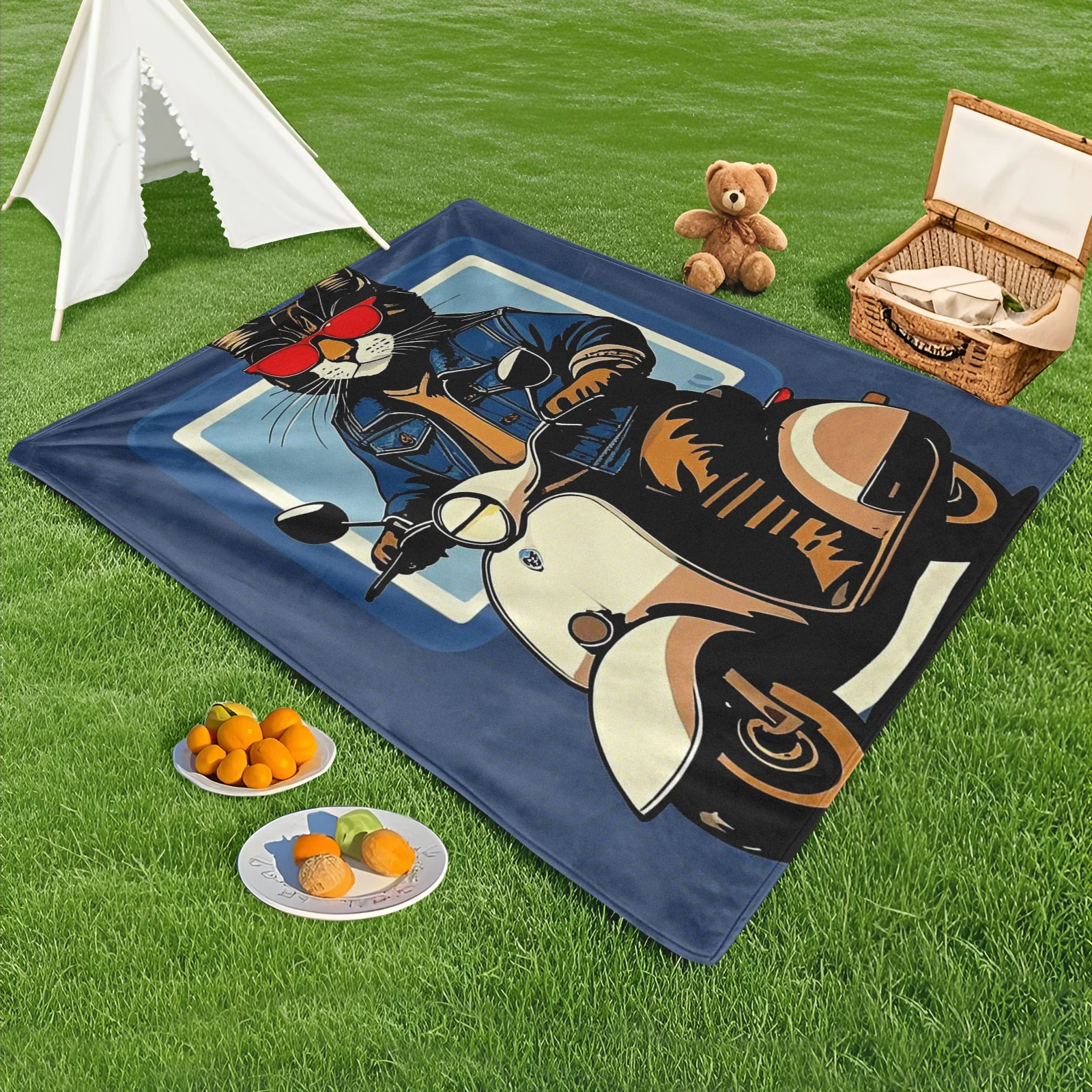 Playful Cat Cartoon E-Scooter Outdoor Blanket With Blue Background For Fun And Quirky Outdoor Escapades
Playful Cat Cartoon E-Scooter Outdoor Blanket With Blue Background For Fun And Quirky Outdoor Escapades